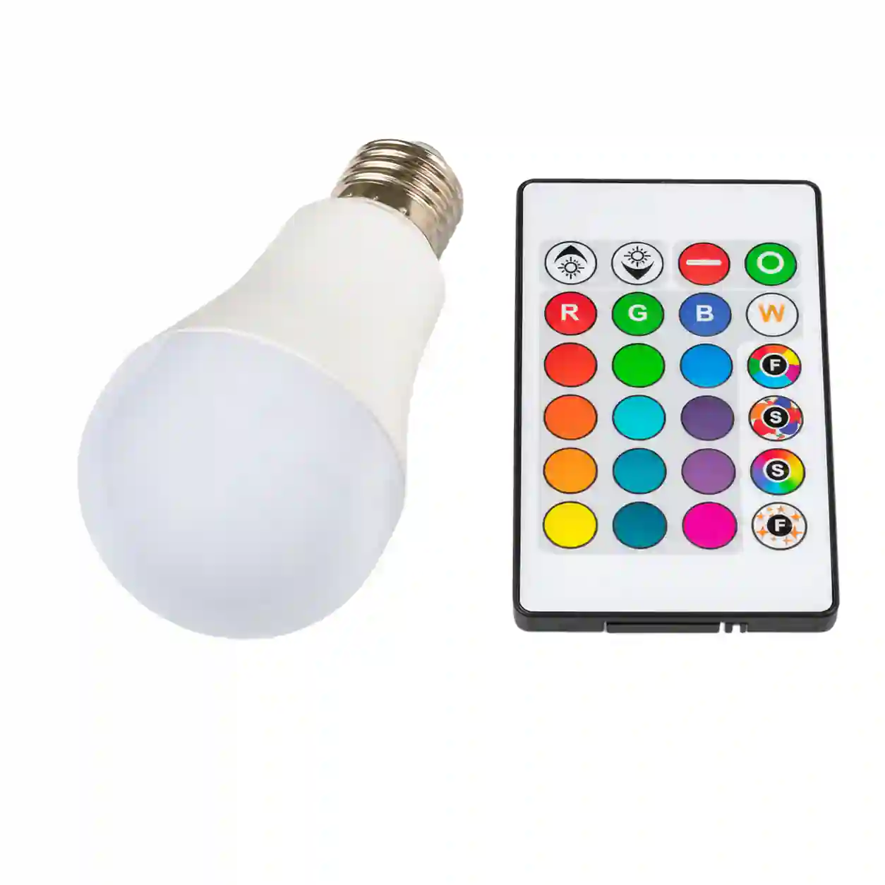 LED žárovka E27 s klasickým tvarem a barevnou RGB paticí